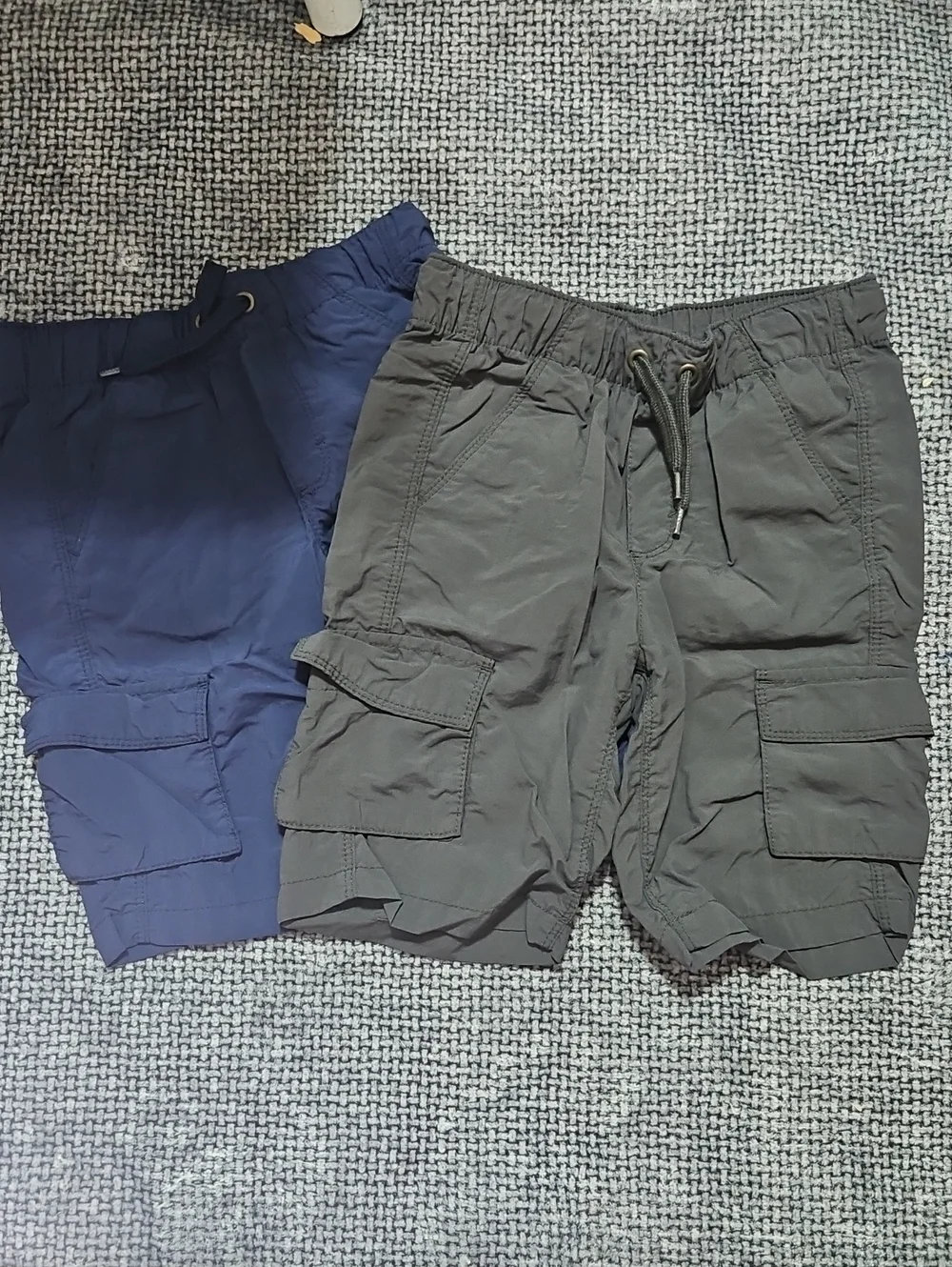 Kid's Cargo Drawstring Shorts Bundle - Gray and Navy
